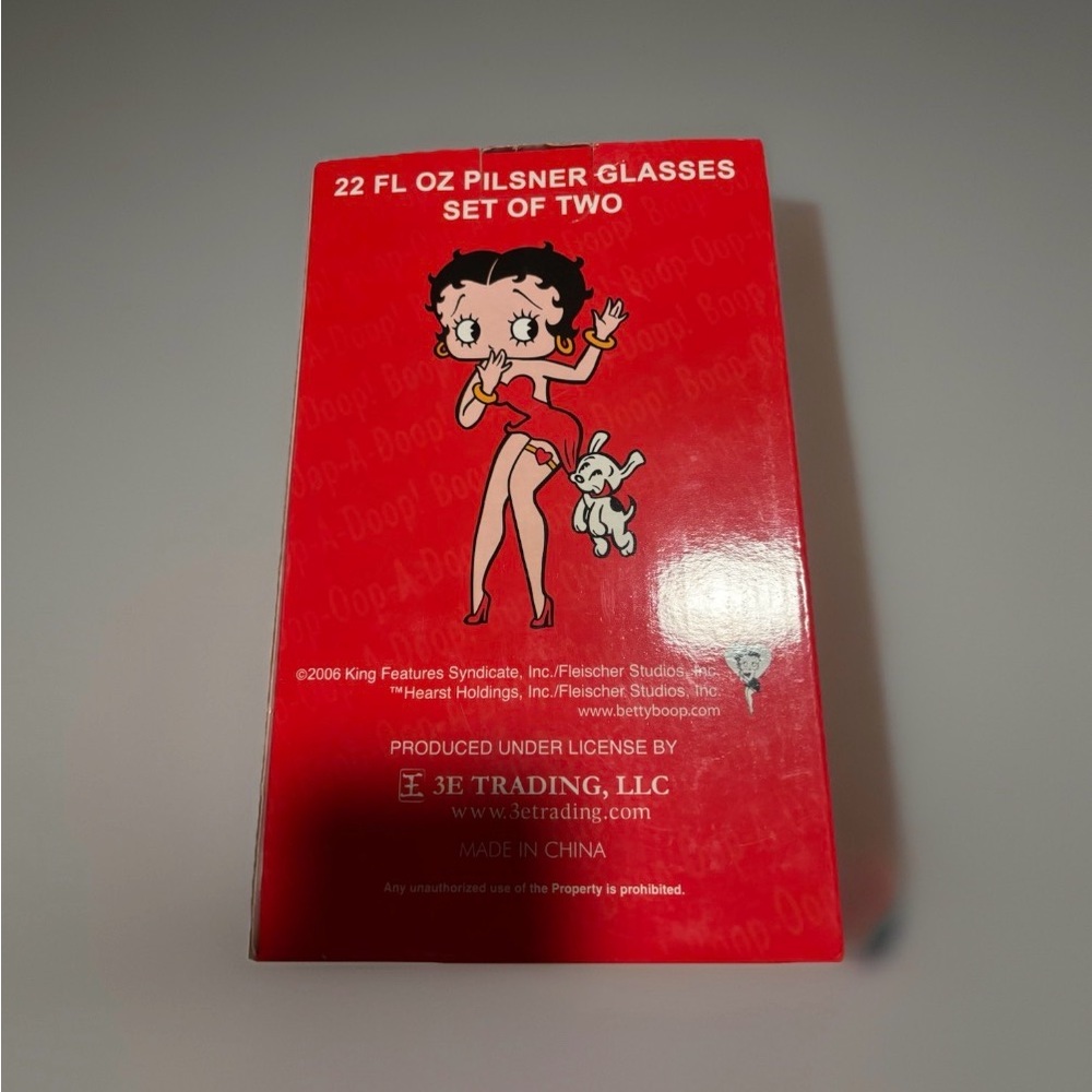 Betty Boop 22FL. Pilsner  Glasses Art Work Red Dress Big Eyes Cartoon Character - Picture 4 of 4